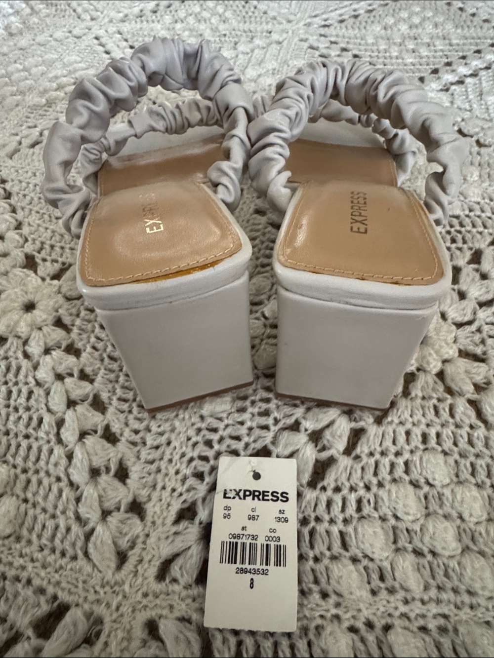 Express Ruched-Strap Square-Toe Sandals in Light Beige - Picture 4 of 7